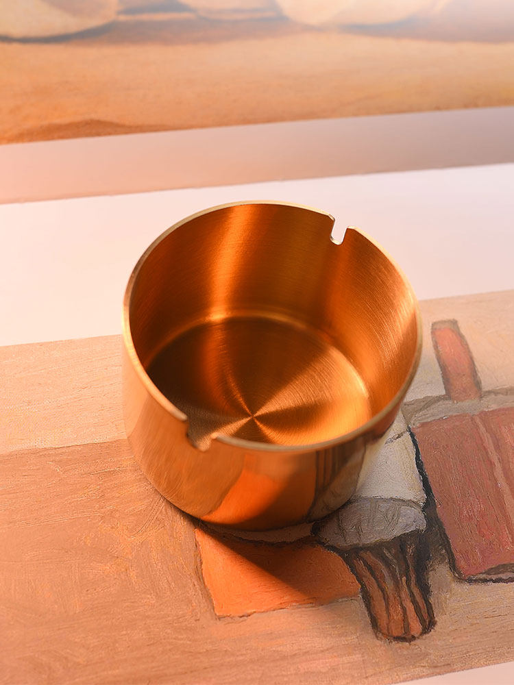 TSHOMX ashtray vintage minimalist men's home fashion brass portable two-hole car furniture ash box