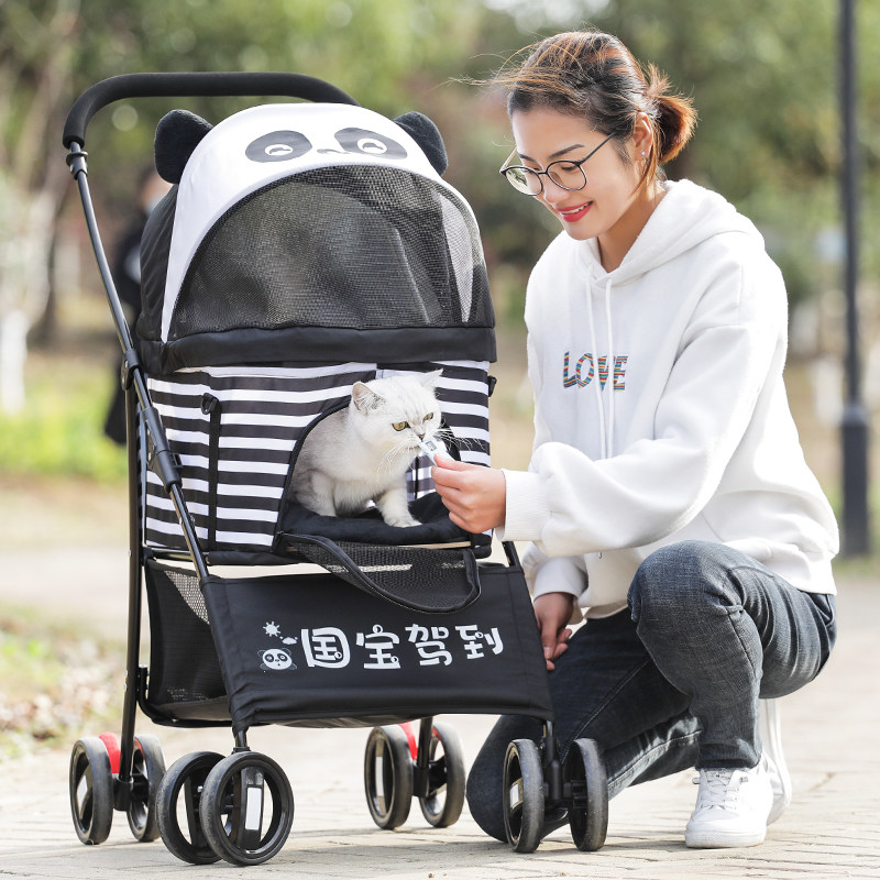 Pet Stroller Light Can Be Folded Out Dog Small Cart Separable Pet Car Teddy Trolley Cat Dog Cart