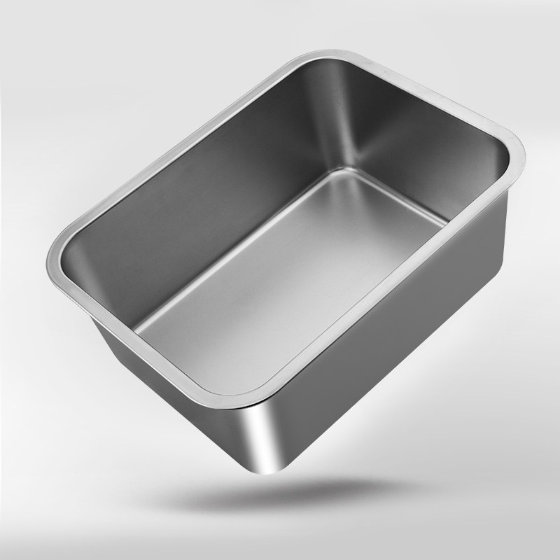 Rectangular stainless steel basin with lid thickened kitchen household large basin extra large large basin commercial box square basin