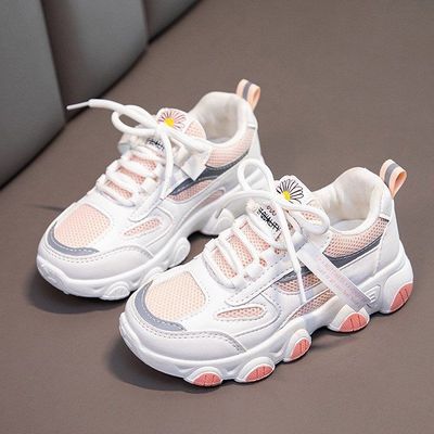 女童白色网面运动鞋春秋2021新款大童