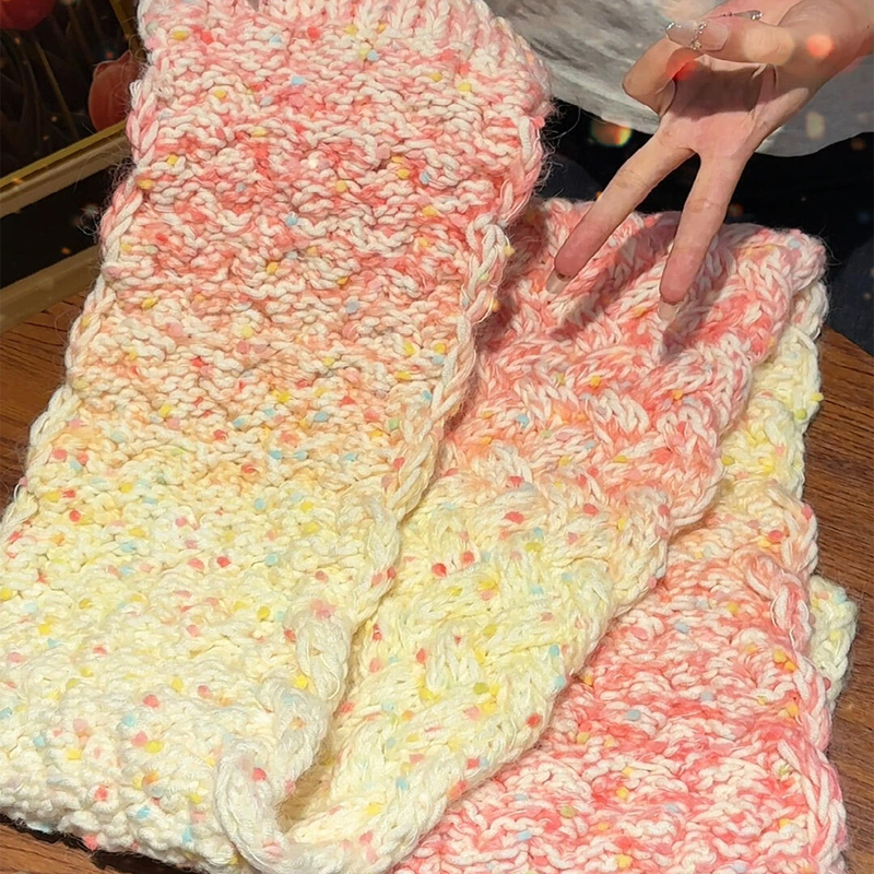 Gradient Scarf Yarn Handmade DIY Gift for Best Friend or Girlfriend Birthday Gift Material Kit Neck Warmer Hand-Knitted Winter