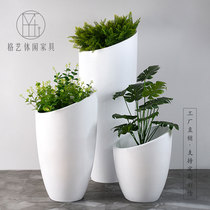 FRP oblique mouth vase combination Office shopping mall beauty Chen flower creative shape floor-to-ceiling large flower pot direct sales