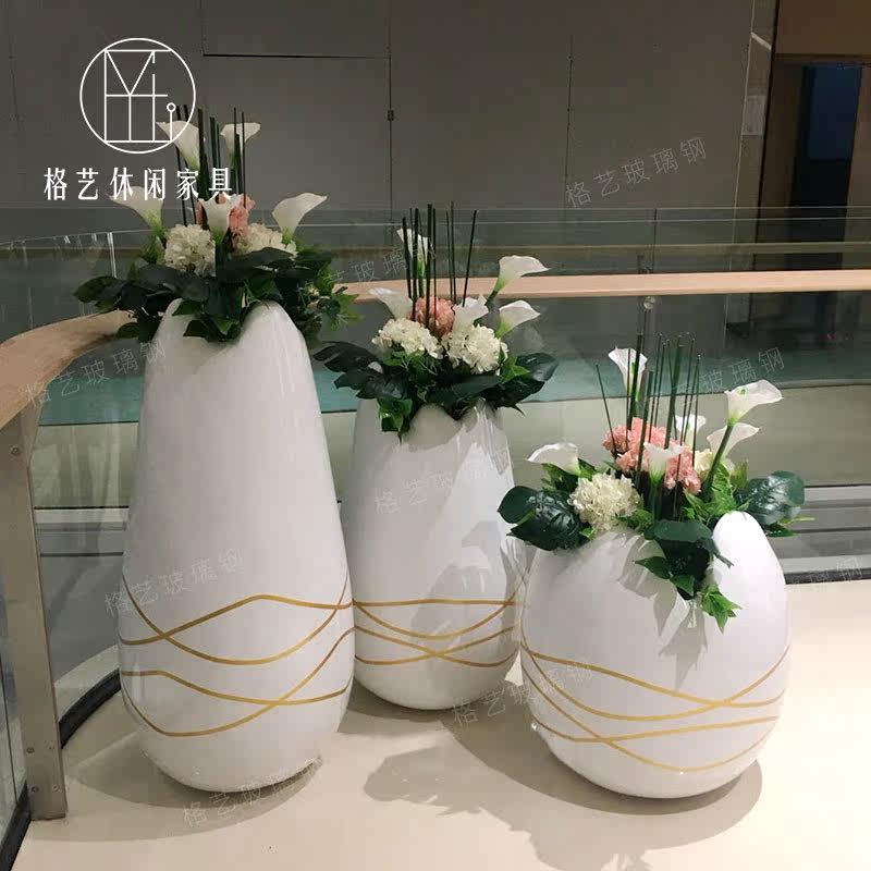 Glass Fiber Oval Flowerpots Line Color Plover Mall Park Floor Large Vase Anomalous Brief Creative Beauty Chen