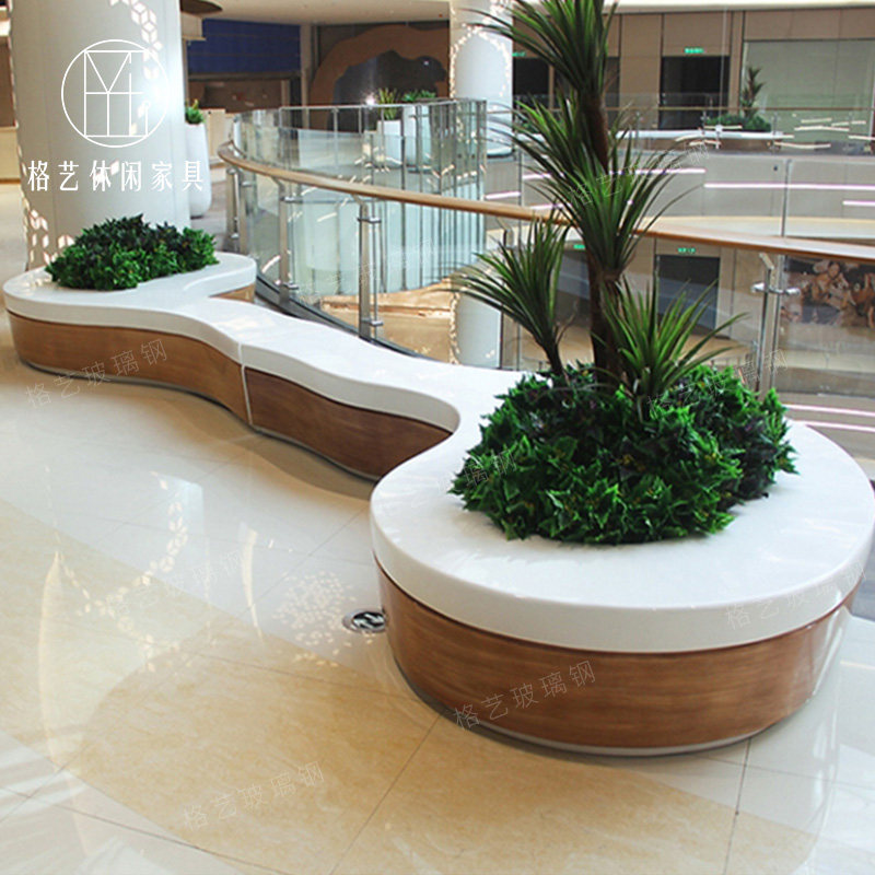 Fiberglass stitching tree pool stool large shaped flower pot seat shopping mall park creative leisure custom stool