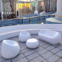 FRP eggshell bread chair shopping mall exhibition home B & B decoration beautiful Chen furniture Nordic public Oval bench