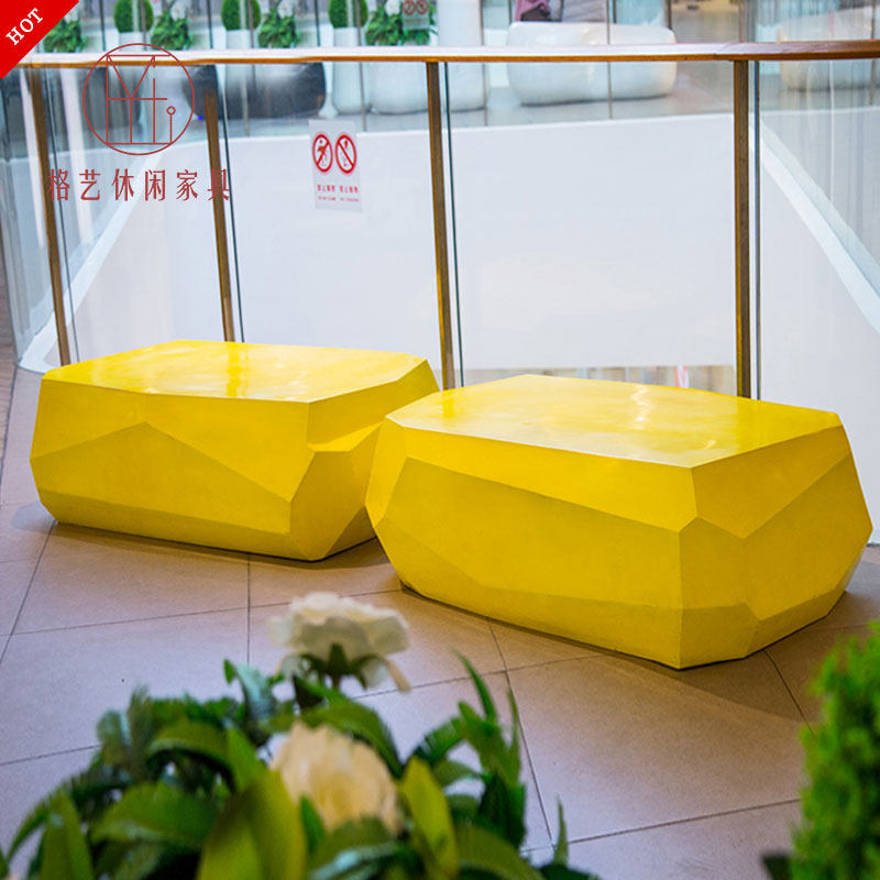Glass fiber diamond stool creative cut face leisure chair shopping mall Meichen gem stool park polygonal diamond chair