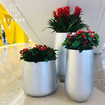 GRP oval flower pot combined minimalist modern golden circular flower bowl mall municipal landscaped European-style big flower