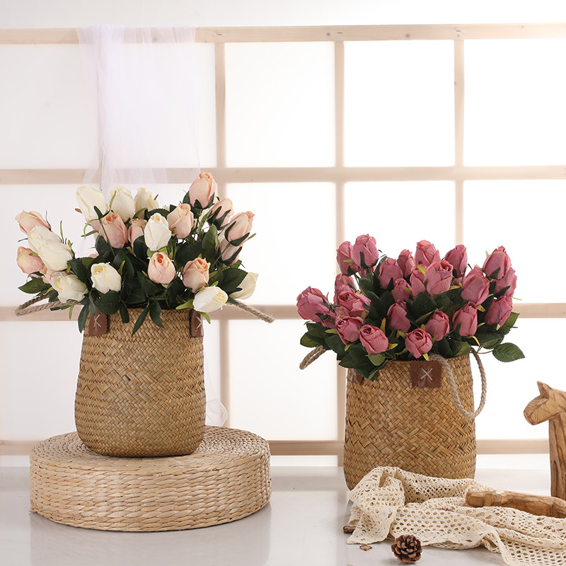 Simulation Bouquet 9-head oil painting to decorate the bouquet Rose home Living room Decorative Plastic Fake Floral floral floral floral arrangement-Taobao