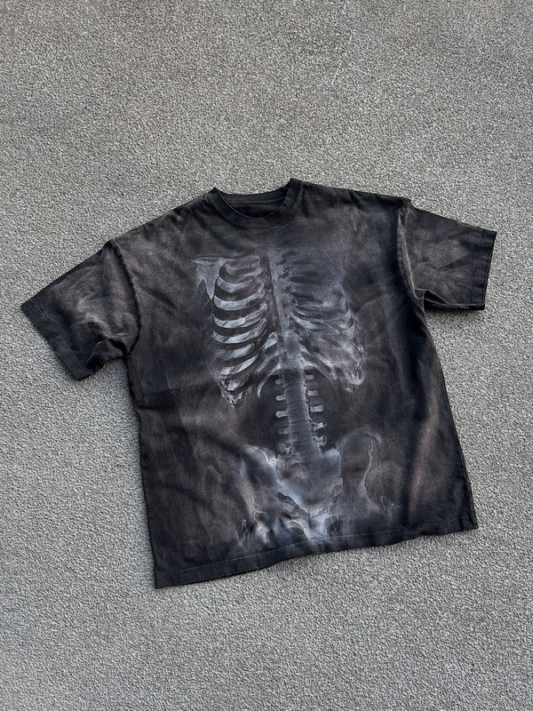 Eodup Vintage Loose Heavyweight T-Shirt Dark Avant-Garde Skeleton Scripture Kangli Print Washed T-Shirt Short Sleeve Black Eodup Vintage Loose Heavyweight T-Shirt Dark Avant-Garde Skeleton Scripture Kangli Print Washed T-Shirt Short Sleeve Black