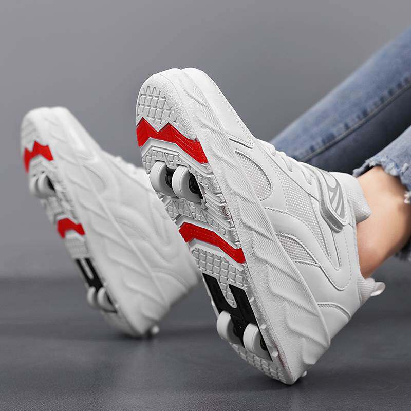 Take-off shoes four wheels stealth double wheel student wheel ski shrinkage can walk boy wheel shoes children deformed shoes