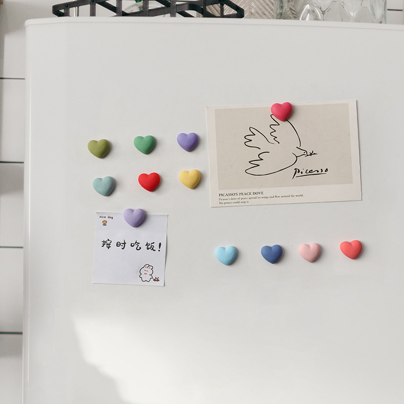 12 Color Creativity Cute Three-dimensional Loving Fridge Magnetic Sticker Photo Message Dongle Board Fixed Blackboard Whiteboard Magnetic Sticker-Taobao