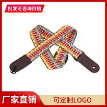 Direct selling ukulele strap ethnic style nylon woven ukulele rainbow strap tail pin customization