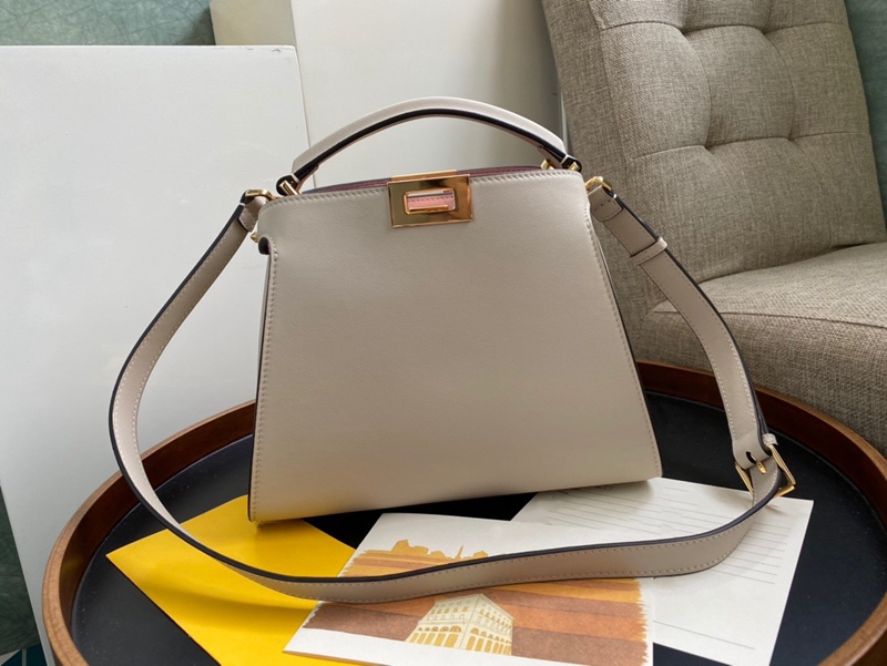 Off White & 27Cm2021 Spring and summer new pattern Kitten bag female peekaboo medium , please handbag cowhide Rotary buckle Messenger One shoulder handbag