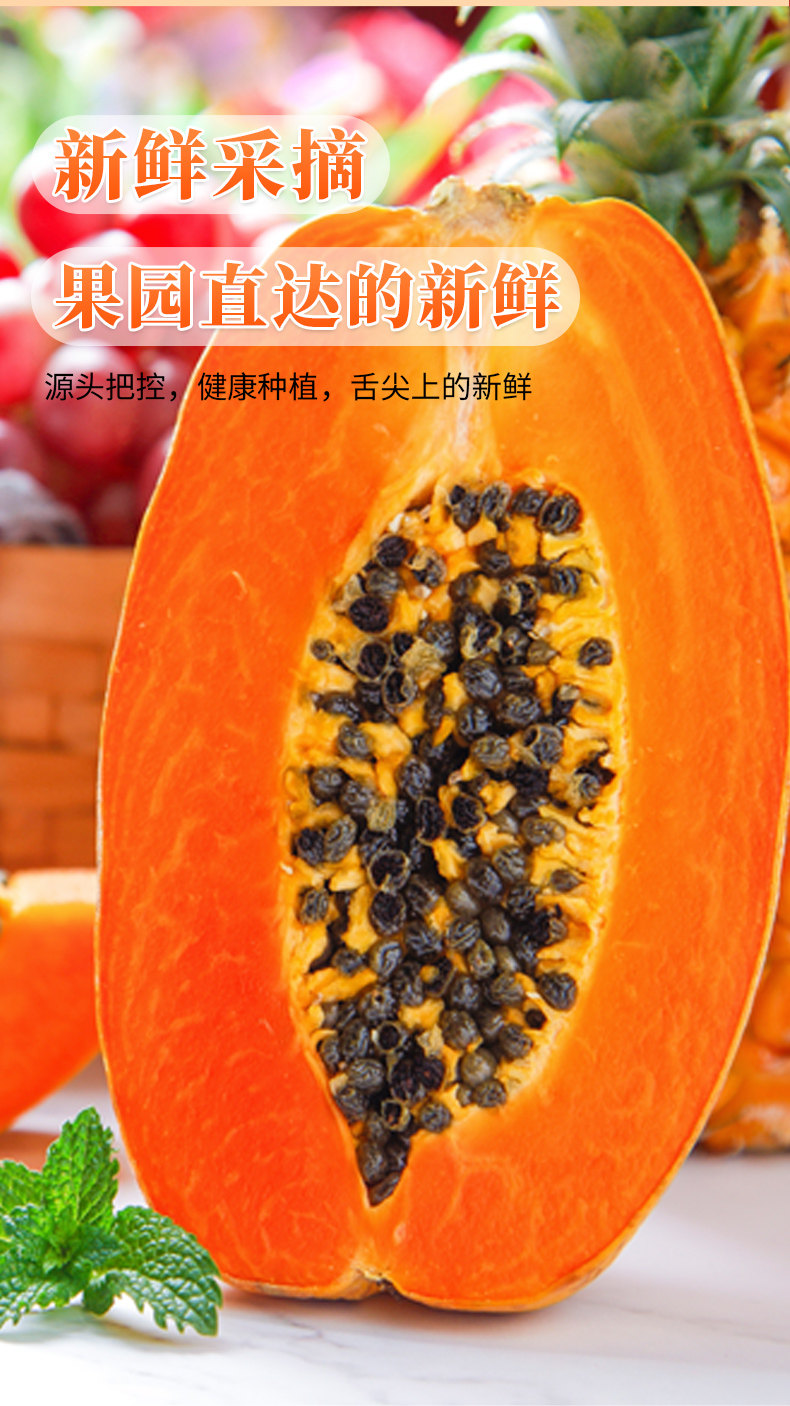 广西 红心牛奶木瓜 9斤装 约5-8个 图3