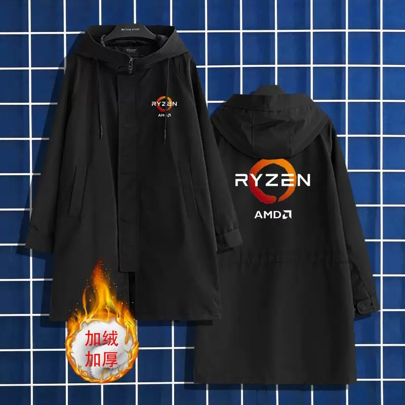 Процессор Ryzen Ryzen AMD одежда длинный ветровик утолщённое пальто хлопковая куртка куртка хлопковая кофта мужская куртка