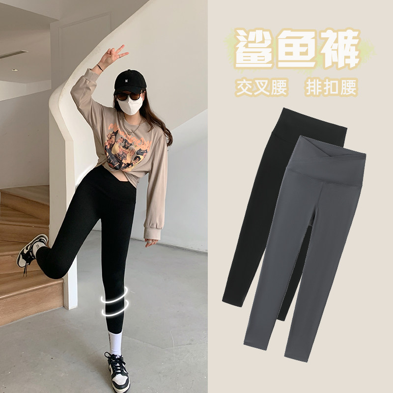 Kakabe eat private clothes recommended Autumn slightly fat high waist stretch show thin lift hip underwear belly shark pants woman