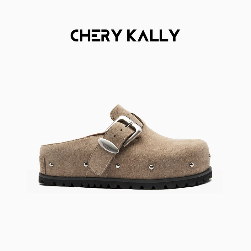 Haniqizi Style Qikaili Thick-Soled Birkenstock Shoes for Women, Slip-On Outdoor Shoes, Height-Increasing Comfortable Closed-Toe Slippers