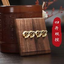 American walnut switch panel socket brass lever solid wood retro switch socket 86 type multi-dual control switch