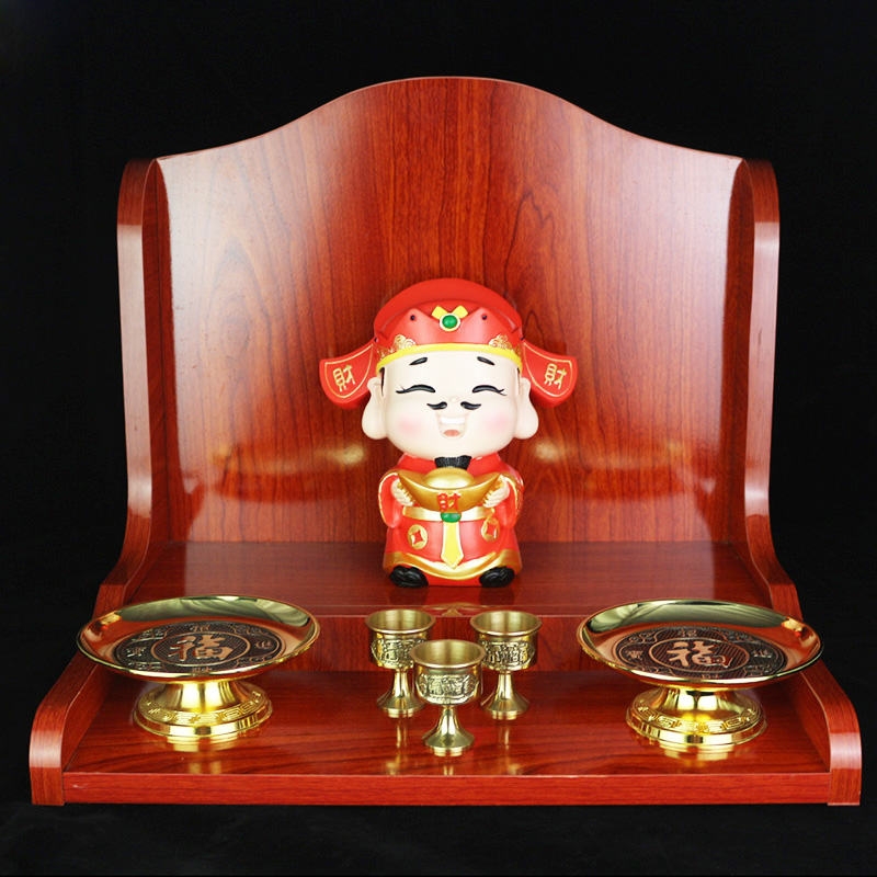Shrine Buddha shrine wall hanging offering table solid wood modern Guan Gong God of wealth tablet shelf wall hanging hanging cabinet