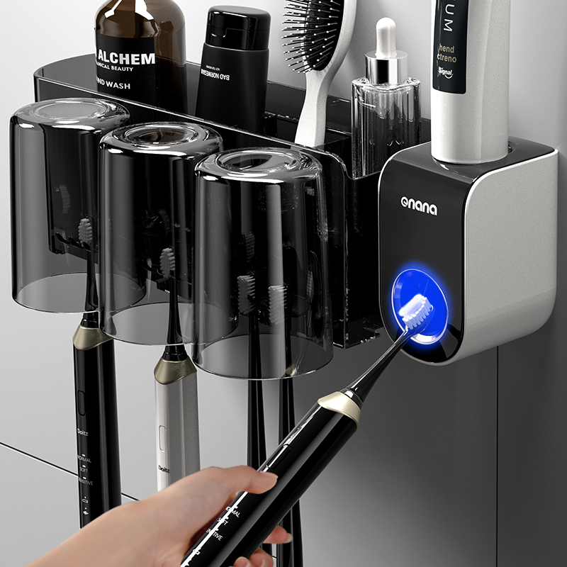 Toothbrush shelve-free mouthwash cup brushing cup brushing cup hanging wall type wall-mounted containing layer rack dressing room dental cylinder suit