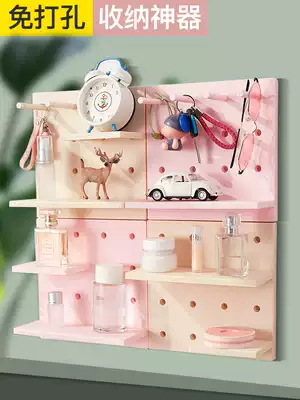 Punch-free rack kitchen bathroom toilet wall finishing storage hook rack bedroom home wall hanging hole board