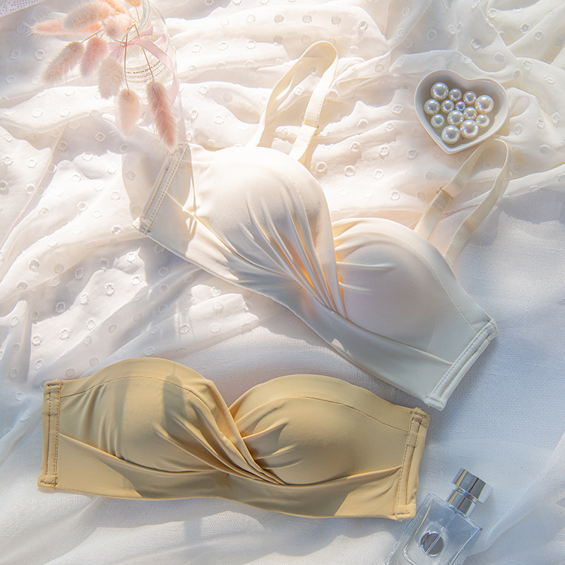 Underwear women's small breasts gathered on the support to prevent sagging breasts girls seamless sexy strapless bra set thin