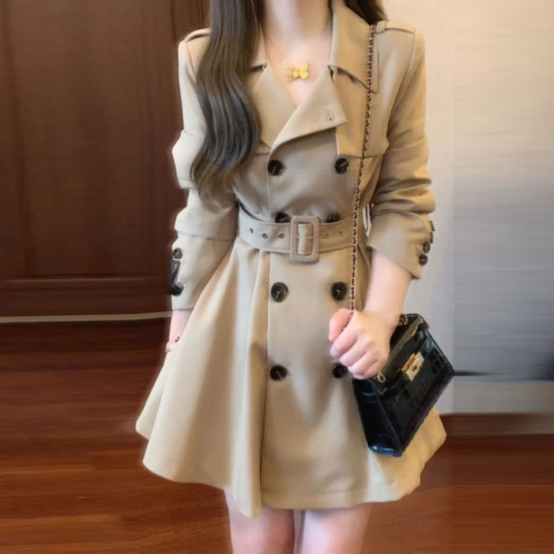 High-End, Super Stylish, Elegant and Appropriate Dress, Khaki Trench Coat with Belt, Waist-Cinching, New Style for Early Spring High-End, Super Stylish, Elegant and Appropriate Dress, Khaki Trench Coat with Belt, Waist-Cinching, New Style for Early Spring