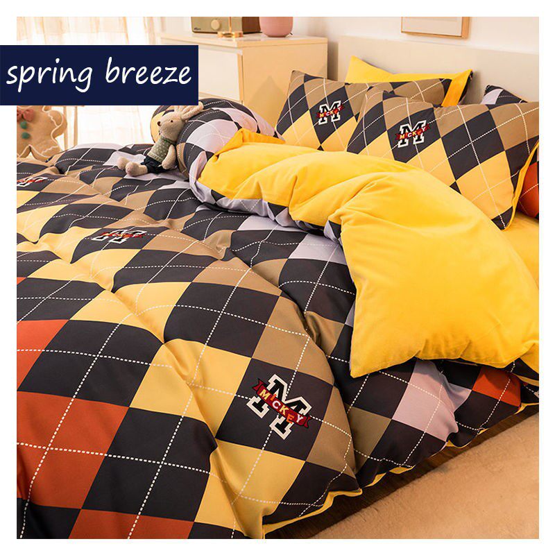  Mill Wool Four Pieces Of Milk Suede Gushed Coral Fleece Cover Flannel Winter Dormitory Bed Linen Three Sets Quilt