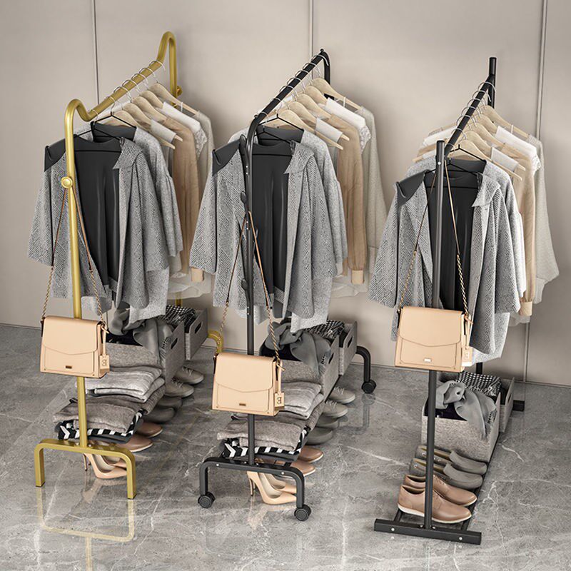  Rods for hanging clothes Dormitories Improvised Clothes Hanger Floor Folding Indoor Home Clothes Hat Rack Bedroom Single Pole Hang