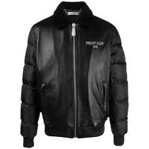 Final Sale] Philipp Plein mens logo printed padded leather jacket FARFETCH hair