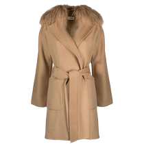 P A R O S H Womens faux fur collar wool mid-length coat FARFETCH