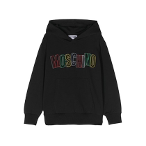 Moschino childrens logo flocked cotton hoodie FARFETCH