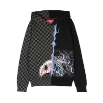 Sprayground Childrens Graphic Print Two-Color Check Cotton Hoodie FARFETCH