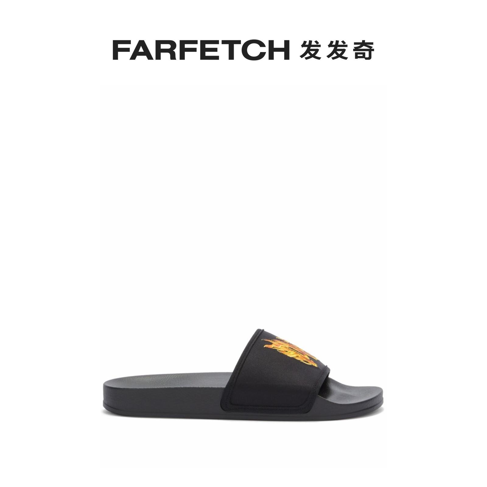 Palm Angels men Flame classic logo printed slippers FARFETCH Fat Chic-Taobao