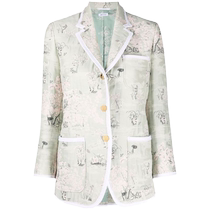 Final Sale] Thom Browne Womens Single Breasted Jacquard Blazer FARFETCH