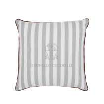 Brunello Cucinelli unisex logo embroidered striped pillow FARFETCH