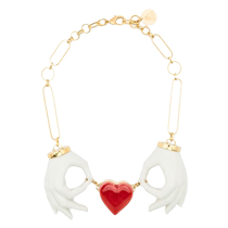 ANDRES GALLARDO Womens Heart Couple Hands Necklace FARFETCH