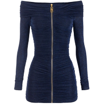 Elisabetta Franchi womens logo off-the-shoulder dress FARFETCH