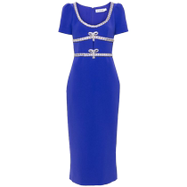 Self-Portrait Womens Crystal Bow Midi Dress FARFETCH