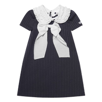 Monnalisa childrens clothing oversized bow pinstripe dress FARFETCH