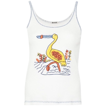 Bode Womens Heron Embroidered Cotton Tank Top FARFETCH