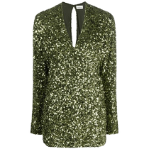 PAROSH Womens Spring Metallic Sequins Decorated Sexy Mini Dress Party Sparkle