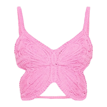 Blumarine Womens Butterfly Sleeveless Cropped Top FARFETCH