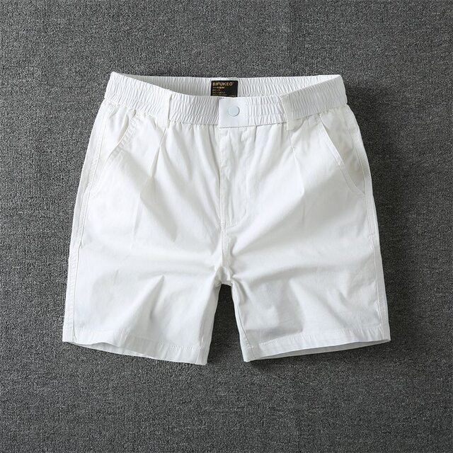 American Retro Solid Color Versatile Quarter Shorts 2026 Summer Casual Men's Trendy Brand Pure Cotton Stretch 4-Point-Pants Mid-Pants