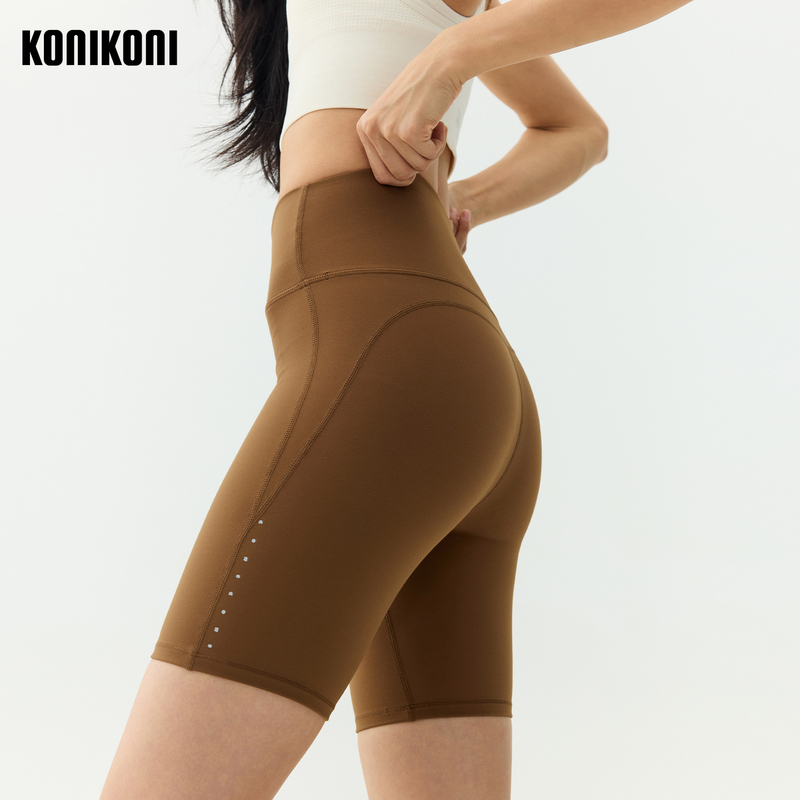 Konikoni Shaping Yoga Shorts 4” Butt-Lifting Waist-Slimming Sports Tight Running Shorts High-Stretch Fitness Pants