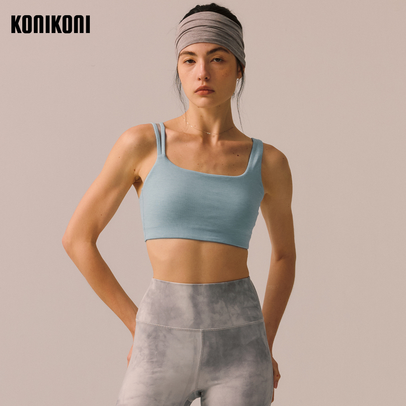 Konikoni Soft Flow Weave Women's Sports Bra 2in1 with Chest Pads Wool Blend Soft Beautiful Back Yoga Vest Konikoni Soft Flow Weave Women's Sports Bra 2in1 with Chest Pads Wool Blend Soft Beautiful Back Yoga Vest