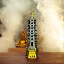 Antique retro pure copper gilt nine-story boutique Wenchang pagoda ornaments desk Wenchang bit pagoda office study