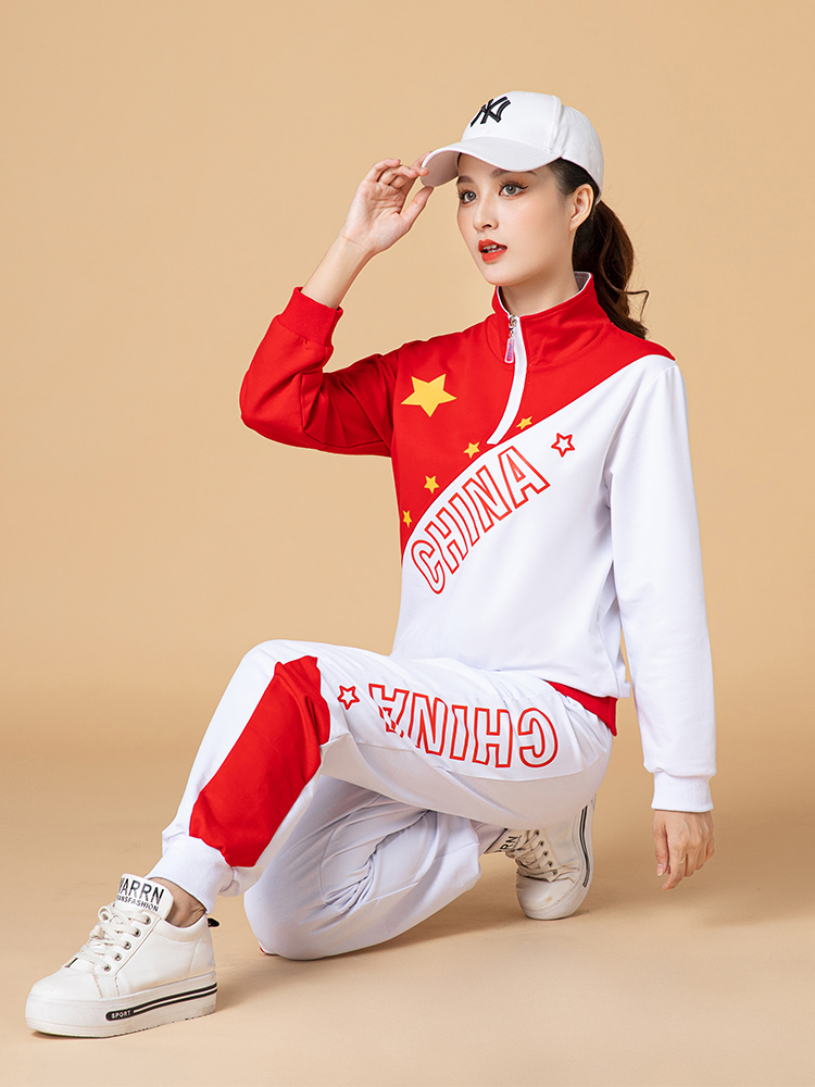 2022 autumn and winter square dance sports suit China five-star fashion national trend pure cotton stand-up collar shuffling group clothing