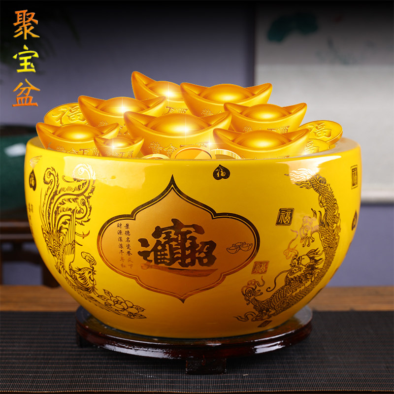 Jingdezhen Ceramic Cornucopia Ornament Lucky Household Fish Tank Hydroponic New Chinese Style Living Room Home Porch Decoration