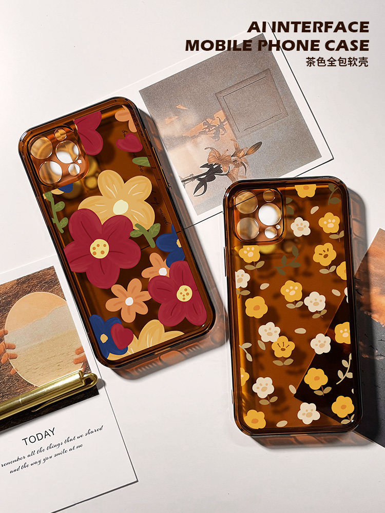 The new small floral mobile phone case is suitable for Apple 12 all-inclusive 11 camera iphone pattern soft shell anti-fall pro